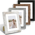 Hongkee 6x8 Picture Frame Set of 4, Made of Real Glass and Multicolour Frame - Display Picture 4x6 with Mat or 6x8 Without Mat, 6 by 8 Photo for Wall or Tabletop