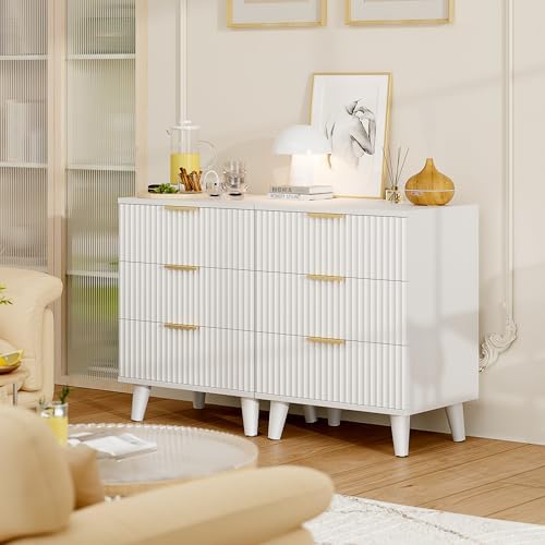 3 Drawers Nightstands Set of 2 w/Charging Station, Modern Fluted Dresser