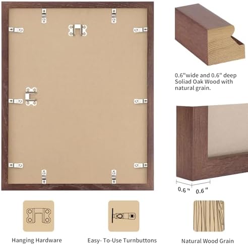 puthiac 16x20 Solid Oak Wood Picture Frames, Walnut, 3 Pack