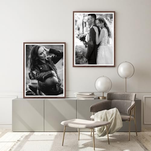 puthiac 24x36 Solid Oak Wood Picture Frame, Walnut, 1 Pack