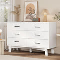 Xixini Dresser for Bedroom, 6 Drawer Wide Modern Chest of Drawers with X-Shaped Sturdy Base, Wood Double Dresser Closet Clothes Storage Organizer, Wooden TV Stand for Living Room, Hallway, White