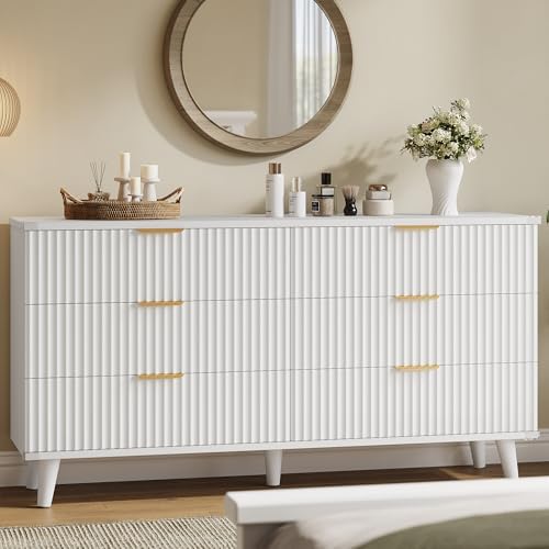 Modern Dressers and Nightstands Set 4-Piece, 2 Nightstands + 5 + 6-Drawers