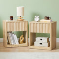 Bifins Fluted Small Nightstand Set of 2, Natural