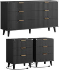 Modern Dresser and Nightstand Sets 3-Piece, 2 Nightstands 6-Drawer Dresser