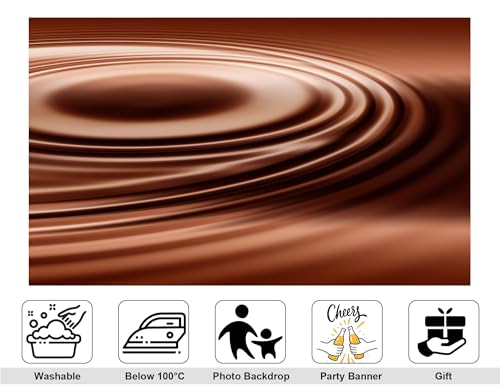 10x7ft Swirling Melted Chocolate Backdrop Smooth Rich Brown Liquid with Glossy Texture Photography Background for Dessert Baking Themed Party Decorations Banner Photo Booth Props - size: 10x7ft