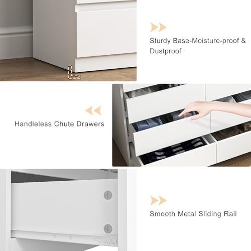 Vibe & Dine 12 Drawer Dresser, 59.1" Large Dresser for Bedroom Free Handle, Modern Wooden Chest of Drawers with Wide Storage for Living Room, White