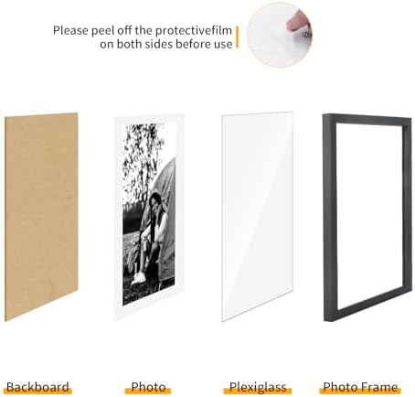 puthiac 20x24 Solid Oak Wood Picture Frame, Black, 1 Pack