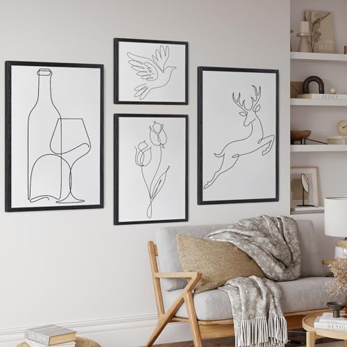 puthiac 16x24 Solid Oak Wood Picture Frames, Black, 3 Pack