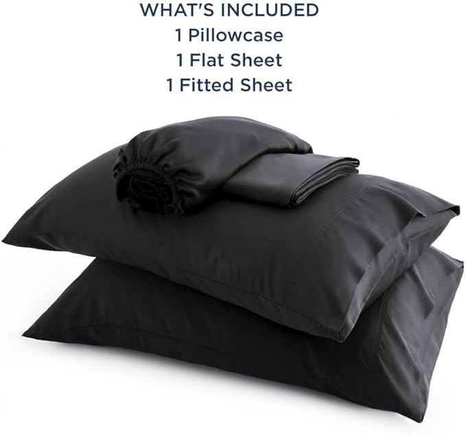 Bedsure Cooling Sheets Twin XL, Rayon Derived from Bamboo, Breathable & Soft Twin XL Sheet Sets, Deep Pocket Up to 16 Inches, Hotel Luxury Silky Dorm Bedding for Hot Sleepers, Black