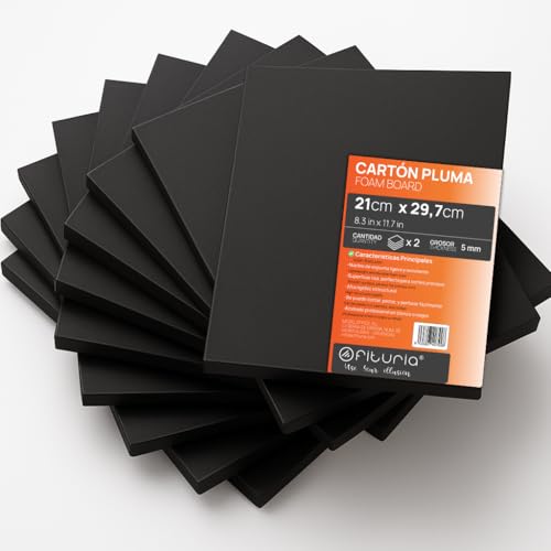 OFITURIA Foam Board, Black, A4 (21 x 29.7 cm), Pack of 2, Expanded Polystyrene Plate, Lightweight and Rigid, Foam Board, Versatile and Cuttable, for Crafts and Models, 5 mm - color: Black, size: A4 Pack 2 u