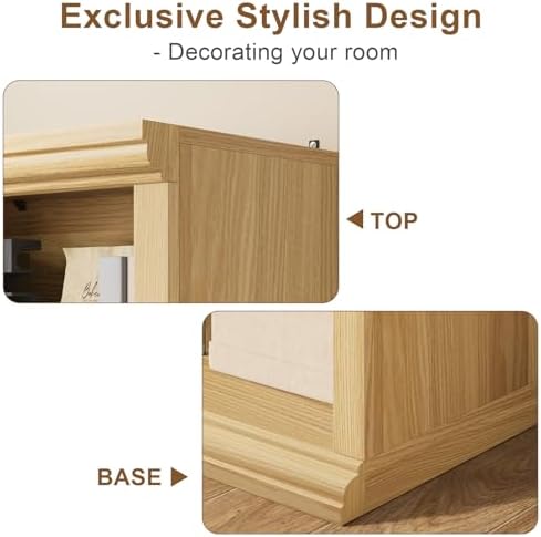 Rresyet Bookcase and Bookshelves, 28" W Tall Bookshelf, Natural Oak