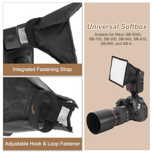 PATIKIL 7.5" x 9" Flash Diffuser Light SoftBox, Universal Collapsible Flash Diffuser with Storage Pouch for SB-5000 SB-700 SB-300 SB-900 SB-910 SB-600 SB-4, Black - size: 7.5" x 9"