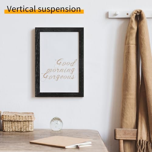 puthiac 4x6 Solid Oak Wood Picture Frame, Black, 1 Pack