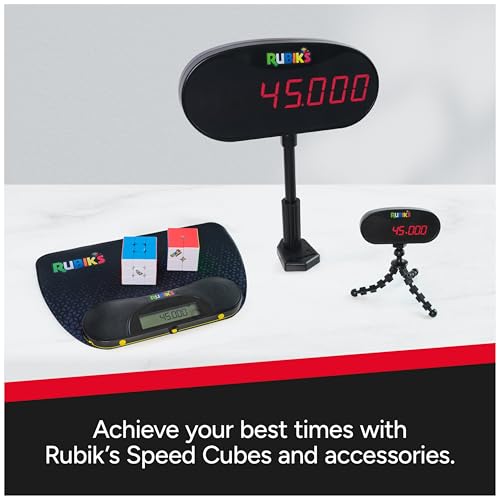 Rubik’s Cube, Timer Stand, Clear Display Device for WCA Speedcubers, Track Your Time to Solve Brain Teaser Puzzle for Adults, Problem-Solving Brain Teaser Fidget Toy for Kids, Ages 8 & Up - color: Rubiks Timer Stand