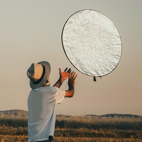 NUOBESTY 5-in-1 60cm Foldable Light Reflector Photography Reflective Board with Carry Bag Portable Photo Reflector Diffuser for Studio and Outdoor Lighting
