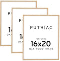 puthiac 16x20 Solid Oak Wood Picture Frames, Natural Oak, 3 Pack