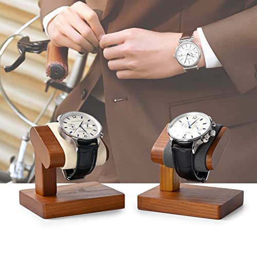 Solid Wood Single Watch Display Stand for Men Jewelry Watch Showcase Stand Display (Gray) - color: Gray