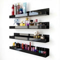 4 Pack 15 Inch Black Acrylic Shelves, Black Kids Floating Bookshelf for Kids Room, Modern Nail Polish Rack Sunglasses Essential Oil Picture Ledge Display Toy Storage Wall Shelf - color: 15in-black