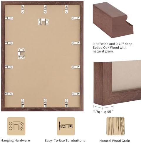 puthiac 24x36 Solid Oak Wood Picture Frames, Walnut, 3 Pack