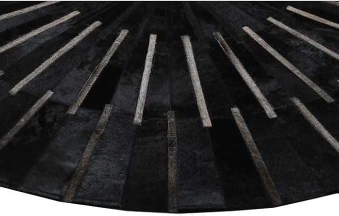 Sn Alef Home Round Designer Rug for Living Room | Handcrafted Black & White Boho Floor Carpet | Modern Ethnic Circular Mat for Home Décor & Meditation Space (Black_8x8)