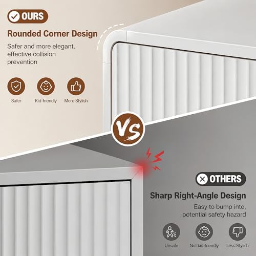 HOUROM 55“ Wide White Fluted Dresser for Bedroom with 10 Drawers