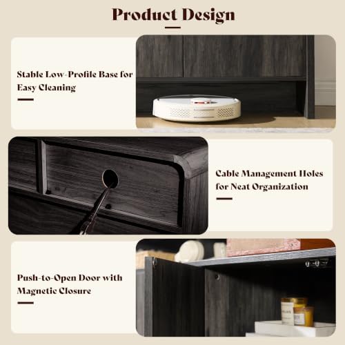 AMERLIFE 70" Modern Curved TV Stand with Storage for TVs Up to 80"