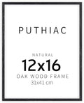 puthiac 12x16 Solid Oak Wood Picture Frame, Black, 1 Pack