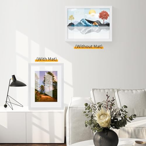 puthiac 9x12 Solid Oak Wood Picture Frames, White, 3 Pack