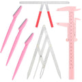 Weewooday 6 Pieces Tattoo Eyebrows Rulers 3 Point Positioning Ruler Mini Caliper Double Scale Vernier Calipers Eyebrow Caliper Microblading Ruler Measuring Tool with Eyebrow Shaver(Pink) - color: Pink