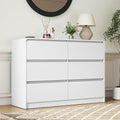 White 6 Drawer Dresser for Bedroom,Modern Deep Drawer Dresser with Curved Corner and No-Handle Design,Storage Wide Chest of Drawer,Wood Bedroom Storage Furniture for Closet,Nursery
