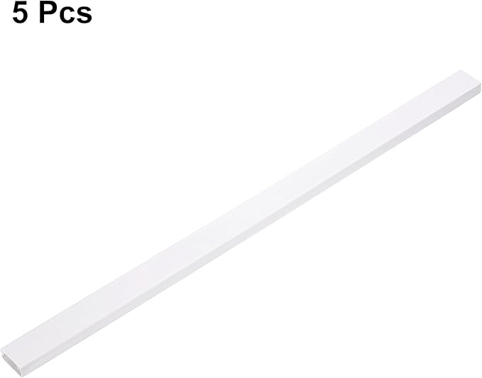 HARFINGTON 5pcs Cord Hider Wall 15inx0.8inx0.4in (LxWxH) PVC Cable Cover Self Adhesive Wire Hider Wall Mounted TV Cable Raceway for Cables Management (75in Total Length),White