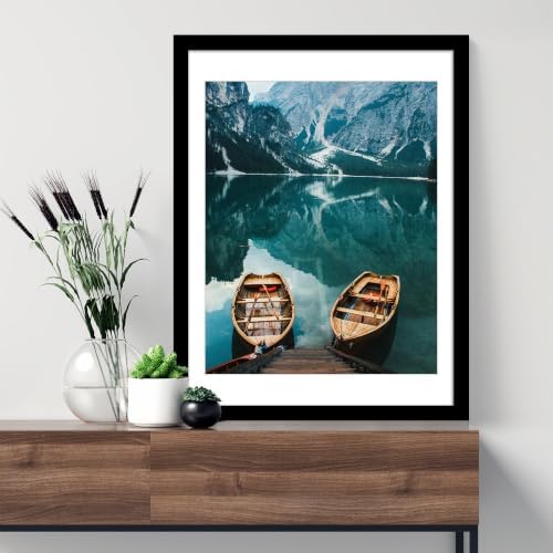 Hongkee 14x22 Picture Frame Set of 4, 14 x 22 Black Wood Style(Mat 12x18)