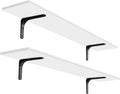 DINZI LVJ Long Wall Shelves, 47.3Inch Wall Mounted Shelves Set of 2, Extra Large Wall Storage Ledges with Sturdy Metal Brackets for Living Room, Bathroom, Bedroom, Kitchen, White