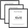 puthiac 10x10 Solid Oak Wood Picture Frames, Black, 3 Pack
