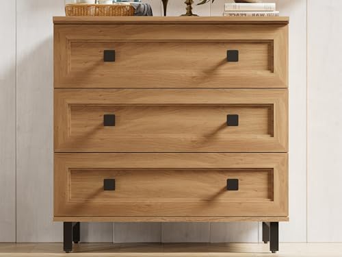 FENSULN Modern Dresser for Bedroom with 9 Drawers, 3 in 1 Wooden Chest of Drawers with Organizer Storage for Bed Room,Livingroom Hallway Oak