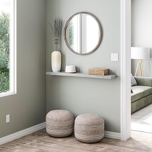 Ballucci Floating Shelves for Wall, 48" Wood Wall Shelf Set of 2, with Invisible Brackets for Bathroom, Living Room, Bedroom, Kitchen, Nursery, 8" Deep, Rustic Gray