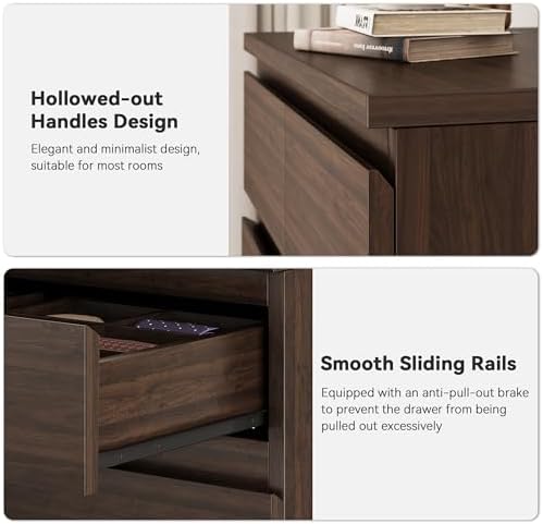 Brown Tall 7 Drawer Dresser for Bedroom, Modern Wood Closet Dressers & Chests of Drawers with Jewelry Storage, 23.6" L*15.8" W*47.5" H in Large Vertical Dresser for Bedroom, Living Room, Nursery