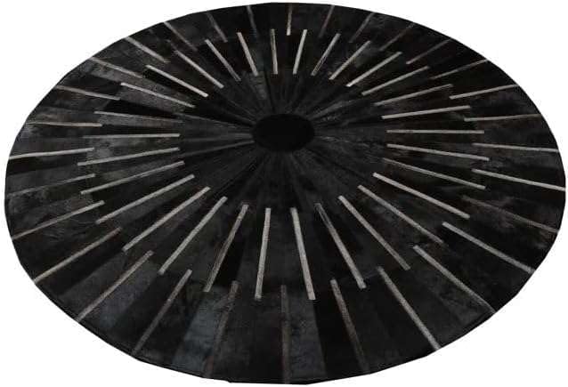 Sn Alef Home Round Designer Rug for Living Room | Handcrafted Black & White Boho Floor Carpet | Modern Ethnic Circular Mat for Home Décor & Meditation Space (Black_10x10)