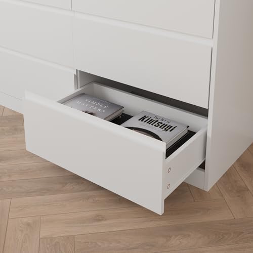 Bobve 70.9” Dresser for Bedroom with 9 Drawers, Large Modern Chest of Drawers with Deep Drawers, Wide Double Dresser Handle Free, Storage Organizer for Bedroom, Living Room, Hallway (White)