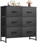 WLIVE Black Fabric Dresser for Bedroom, 6 Drawer Dressers Chest of Drawers