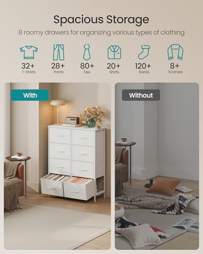 SONGMICS Dresser for Bedroom, Tall Dresser with 8 Fabric Drawers