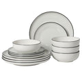 Gibson Home Havenstone 12-Piece Porcelain Dinnerware Set – Dinner Plates, Salad Plates & Bowls, Classic White With Black Rim Everyday Dish Set for Home, Kitchen, Microwave & Dishwasher Safe - color: White w/ Black Rim (Havenstone)