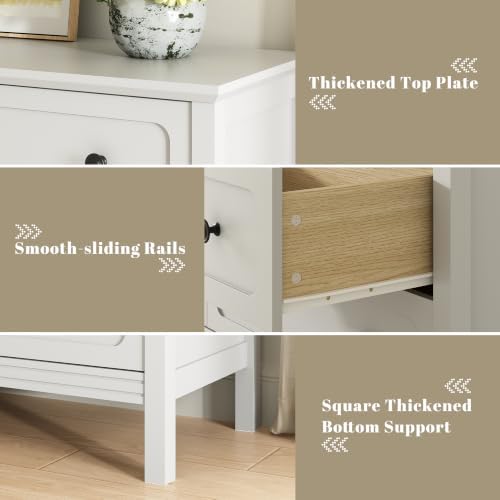 CARPETNAL 55" White Dresser for Bedroom with 8 Drawer & Deep Drawers