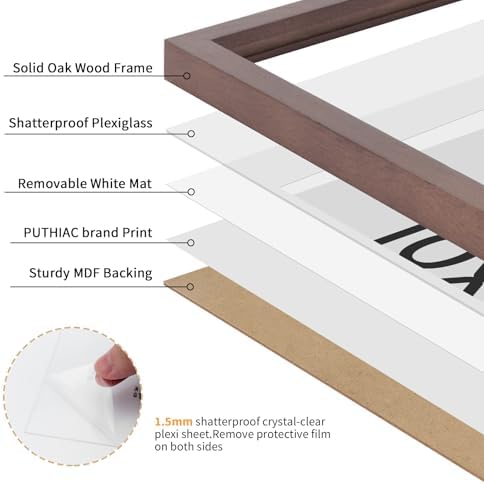 puthiac 10x14 Solid Oak Wood Picture Frame, Walnut, 1 Pack