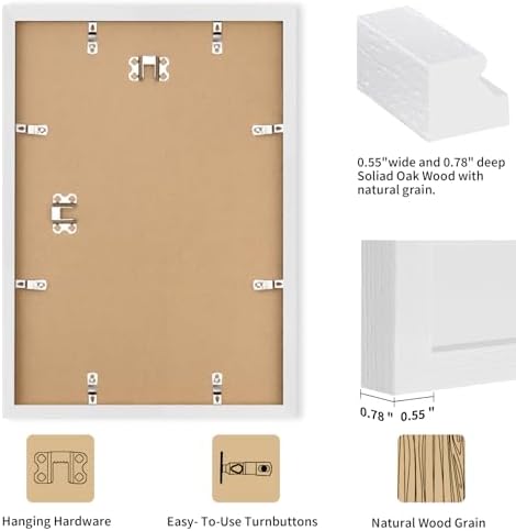 puthiac 16x24 Solid Oak Wood Picture Frames, White, 3 Pack
