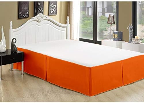 Bed Skirt - 100% Cotton 800 Thread Count Box Pleated Bed Skirt - Luxury Pleated Dust Ruffle, Hotel Quality Modern Bed Skirt, Easy Fit with 12 Inch Tailored Drop, King XL, Orange