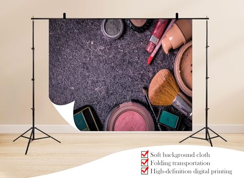 7x5ft Makeup Cosmetics Flat Lay Backdrop Beauty Fashion Scene Photo Background Tapestry for Makeup Party Beauty Event Photography Home Decorations Studio Props - size: 7X5ft