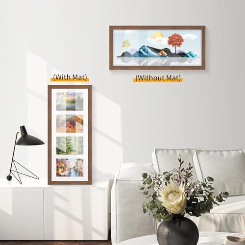 puthiac 8x20 Oak Wood Picture Frame 4Pcs 4x6 Photo Frame, Walnut, 1 Pack