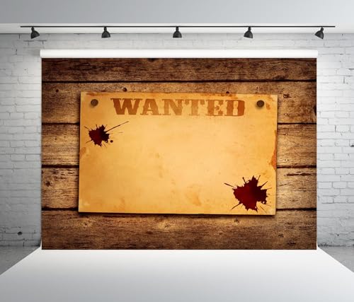 10x6.5ft Fabric Western Wanted Backdrop Old Wanted Paper Textures Background Wanted by Police Murder Mystery Party Decorations Cowboy Photo Studio Props - size: 10x6.5FT