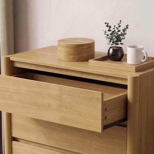 CHUWELL 27.6" Wide Oak 3 Drawer Dresser for Bedroom with Solid Wood Legs